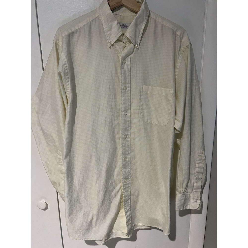 Brooks Brothers Shirt Yellow Check 16‎ 32/33 Long Sleeve Button Down